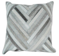 Modern Geometric Silver and Ivory Striped GENUINE LEATHER Pillow