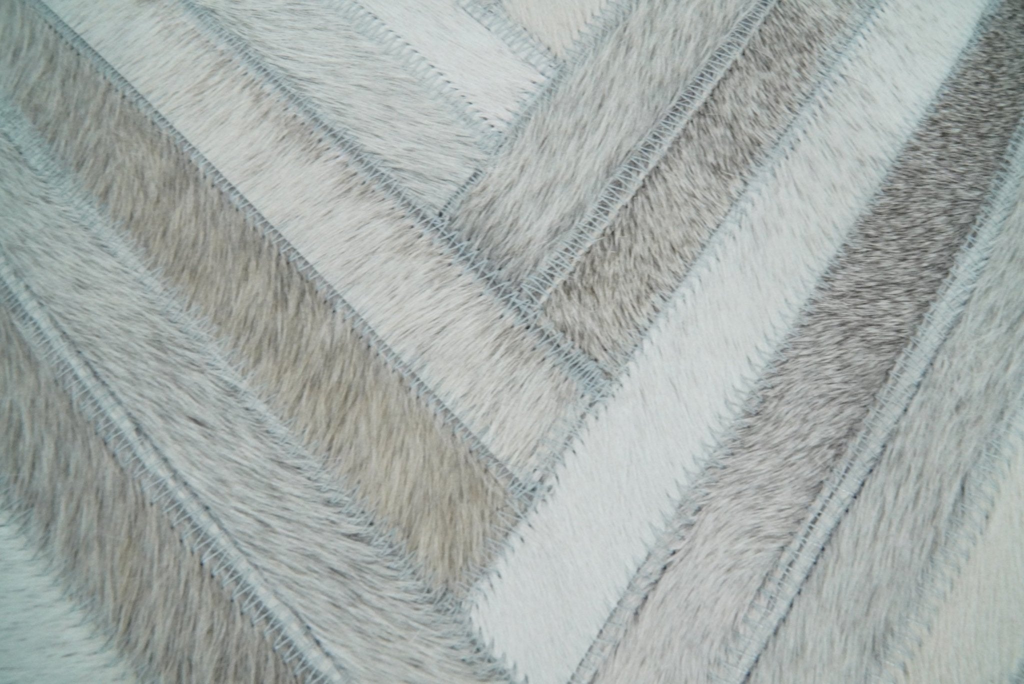 Modern Geometric Silver and Ivory Striped GENUINE LEATHER Pillow