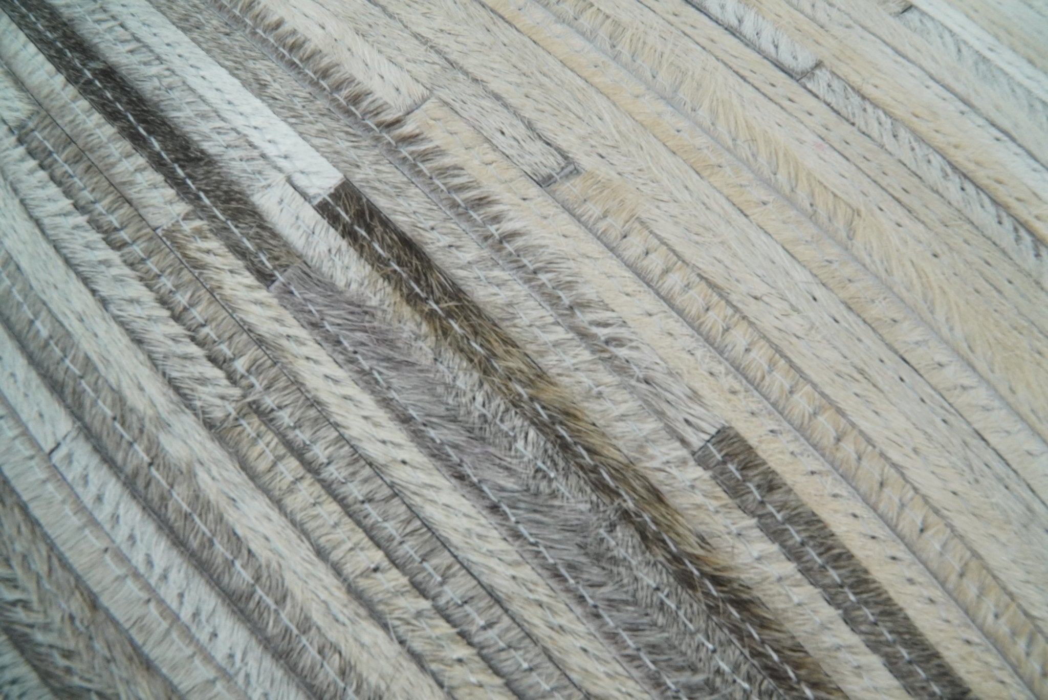 Modern Stripes Ivory and Gray GENUINE LEATHER Accent Pillow