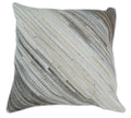 Modern Stripes Ivory and Gray GENUINE LEATHER Accent Pillow