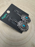 Oval Concho Earrings with Faux Turquoise