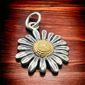 Petite sterling daisy with bronze charm/pendant