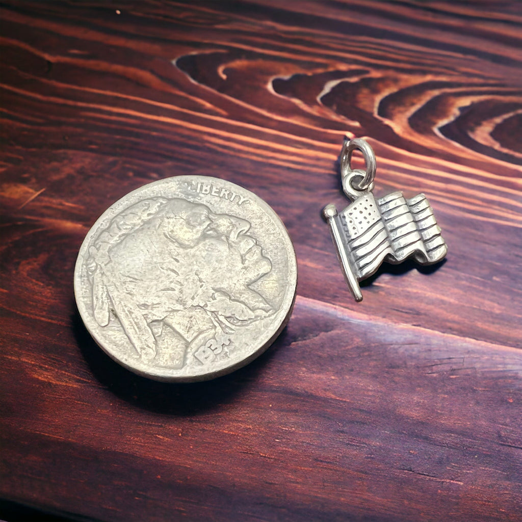 Petite Sterling silver USA Flag charm/pendant