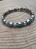 Western Rhinestone & Faux Turquoise Stretch Bracelet