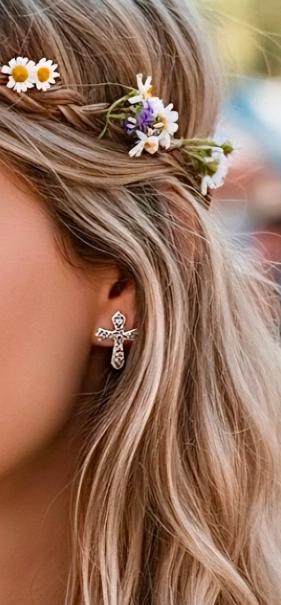 Solid Sterling Silver Cross Cuff Hypoallergenic Lever Back Earrings
