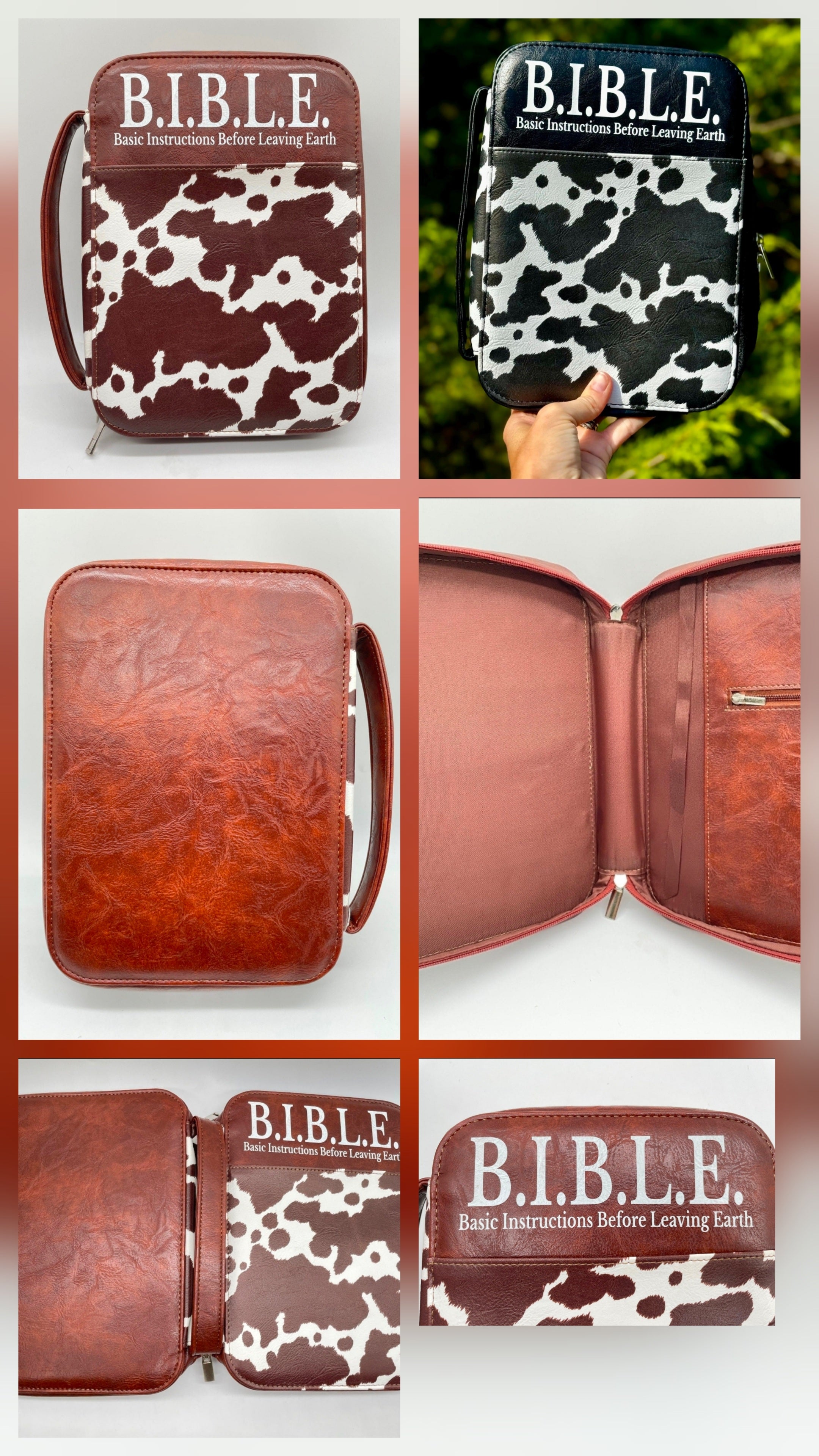 Cow Print Lux Leather Bible Case