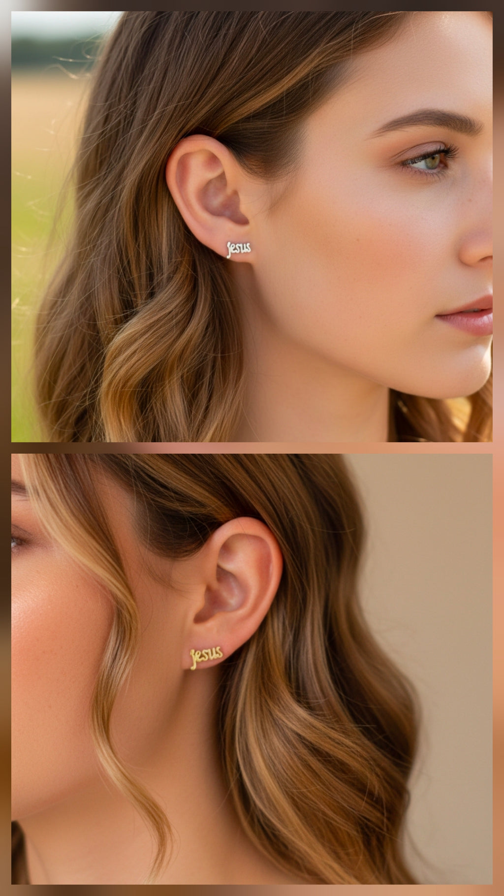 JESUS Stud Gold or Silver Waterproof & Hypoallergenic Earrings