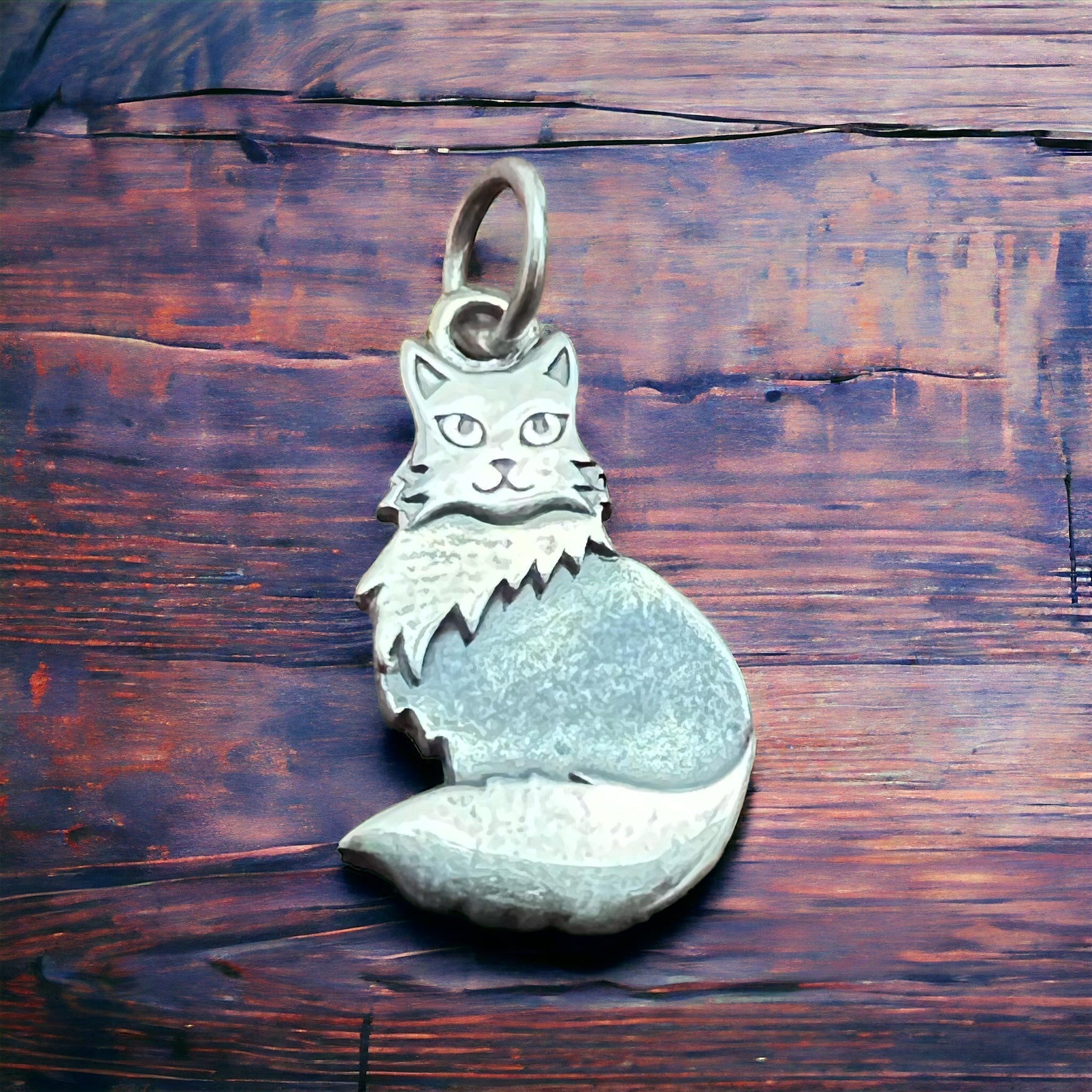 Sterling Fluffy cat pendant charm/pendant