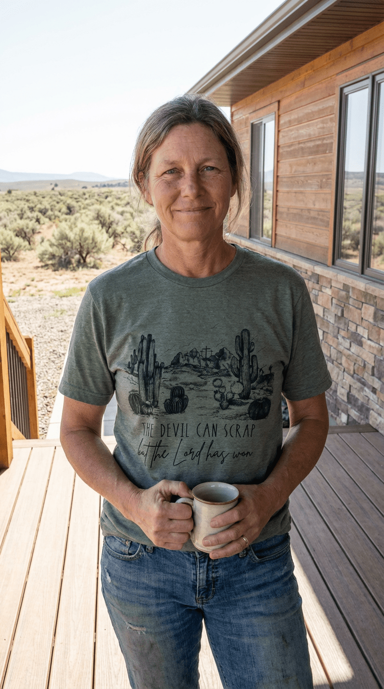 "The Devil Can Scrap" Western Christian Desert Graphic Tee