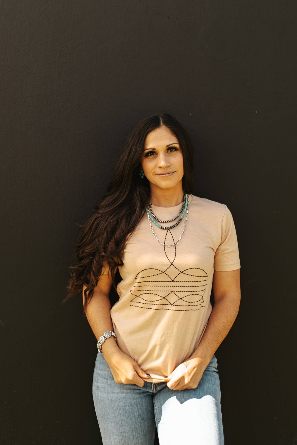 The Original, Viral Boot Stitch Western Graphic Tee - Pink