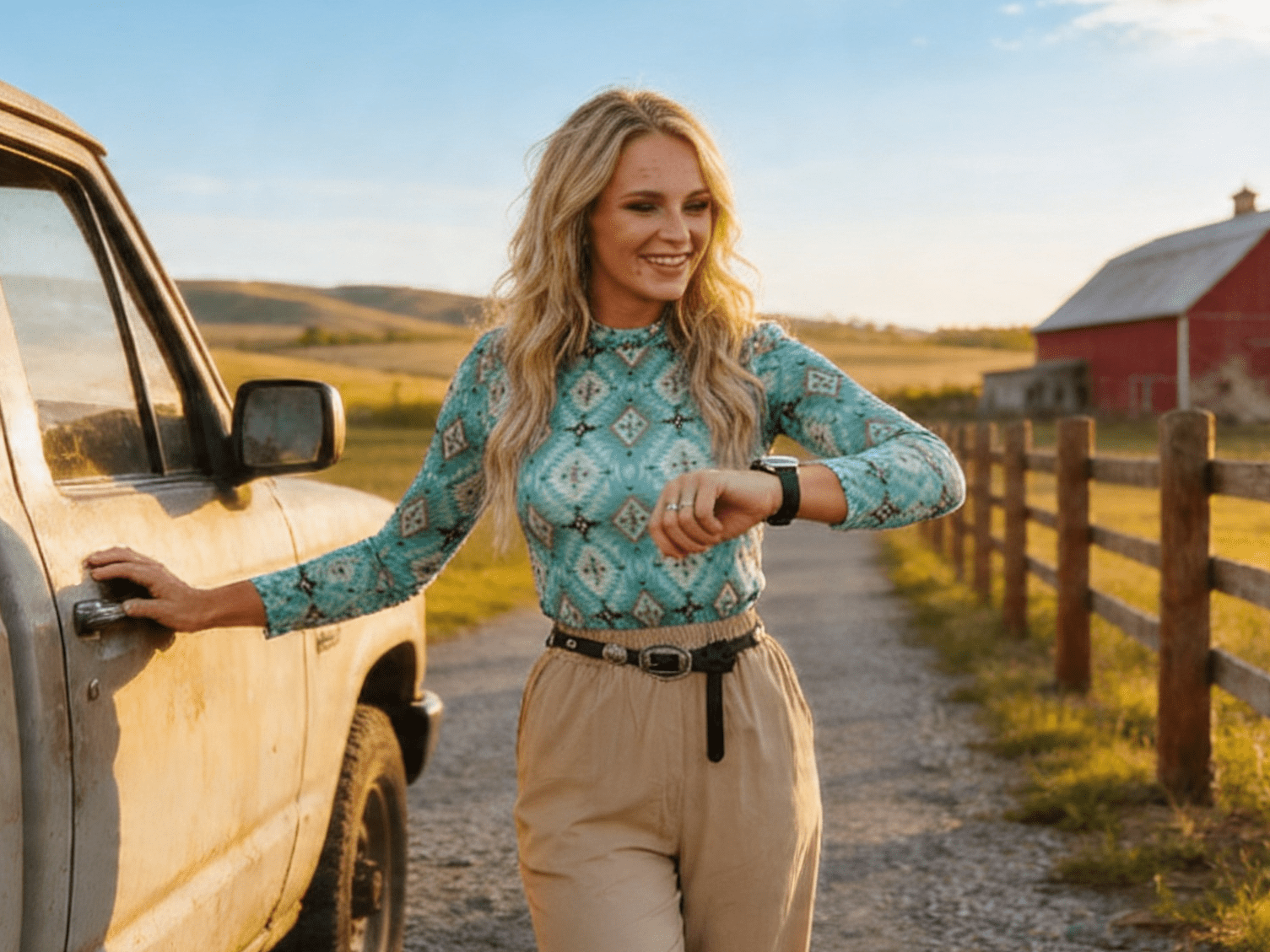 Turquoise Aztec Print Long Sleeve Mesh Top