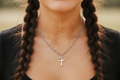 Sterling Silver Turquoise Cross Pendant Chain Necklace