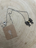 Western Bow Design & Rhinestone Ribbon Necklace - 18 Inch + 3