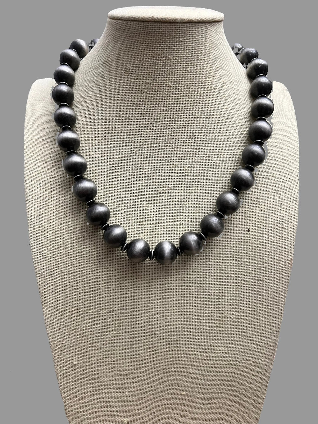 Western Faux 12mm Sterling Pearl with Saucers Necklace - 18 Inch