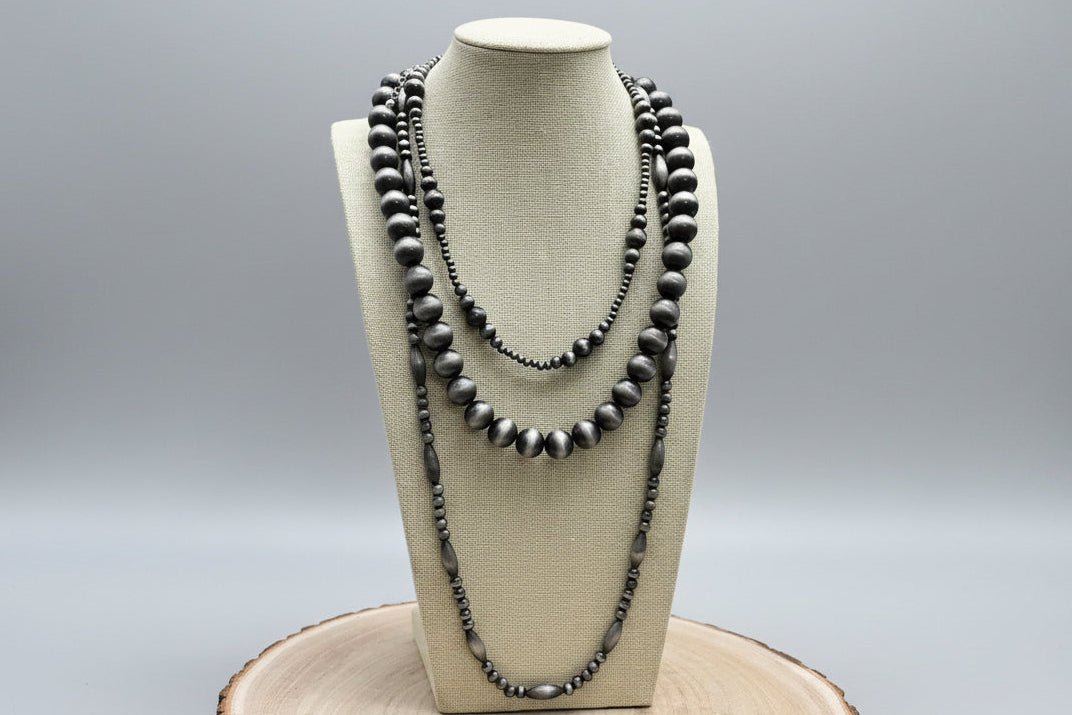 Western Faux Sterling Pearl Necklace Set - 18, 22 and 26 inch set
