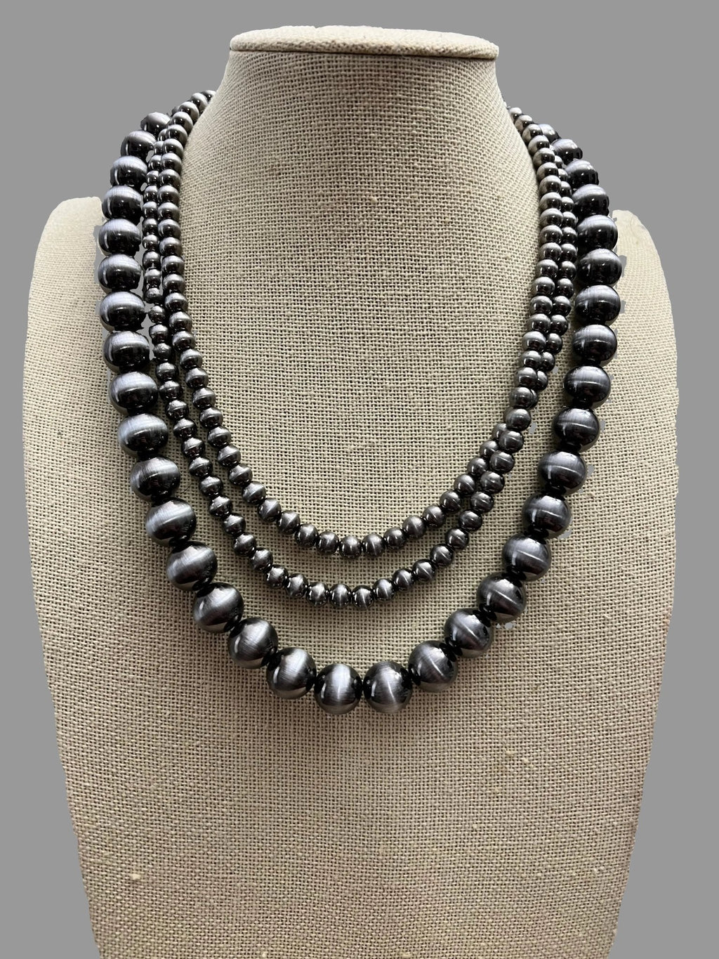 Desert Dreamer 3-Strand Layered Western Faux Sterling Pearl Necklace