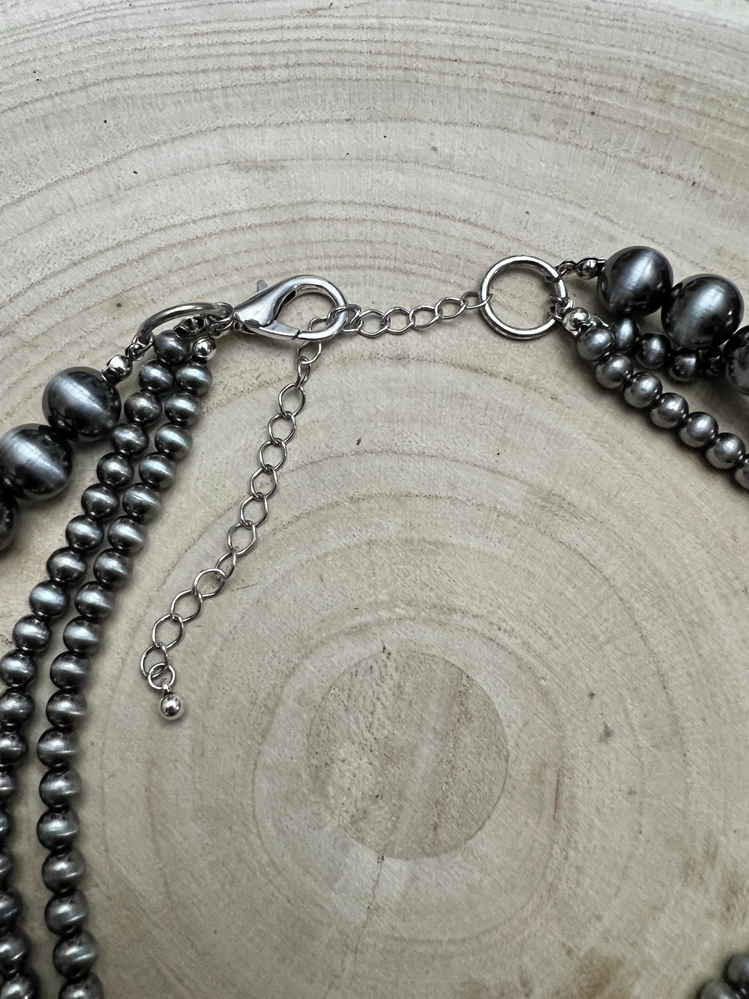 Desert Dreamer 3-Strand Layered Western Faux Sterling Pearl Necklace