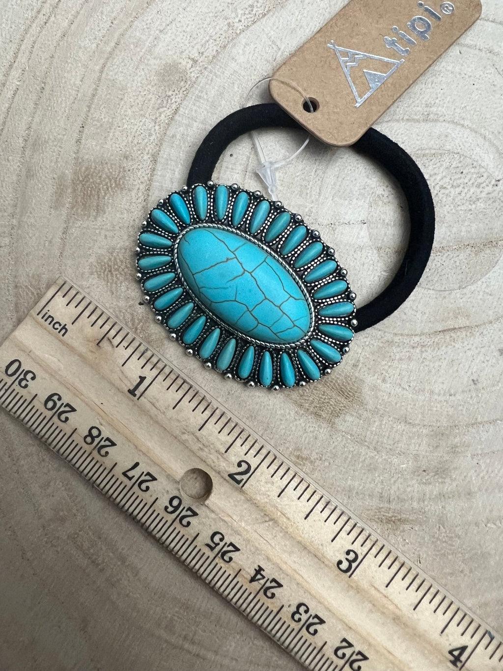Western Faux Turquoise Cluster Hair Tie