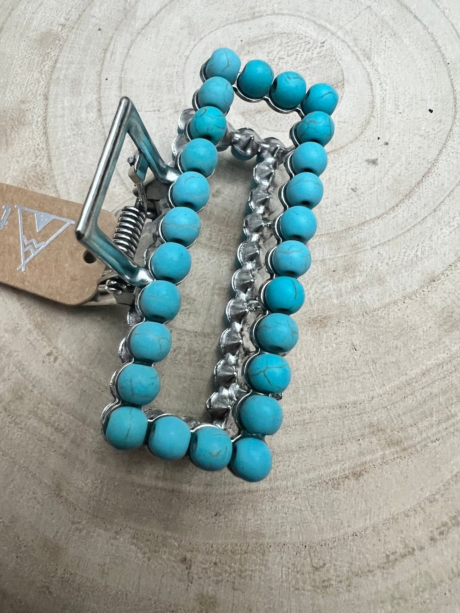 Western Faux Turquoise Rectangle Hair Claw Clip