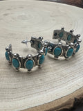 Western Faux Turquoise Small Hoop Earrings
